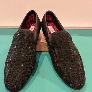 Steve Madden Cirius Black Crystal Slip-On Loafers Size 10